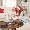 thumbnail image 6 of RetroAudio Vinyl Record Player with External Speakers, 3-Speed Belt-Drive Turntable for Vinyl Albums with Auto off and Bluetooth Input,Vintage Red, 6 of 16