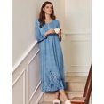 thumbnail image 2 of Ekouaer Women' Long Sleeve Nightgown Full Length Sleepwear Long Sleepshirts Henley Sleep Dress -, 2 of 5