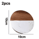 thumbnail image 2 of Posavasos de mármol y madera GoCraft | Posavasos de mármol blanco geométricos hechos a mano con madera de mango para sus bebidas y copas de vino/bar (juego de 2), 2 of 5