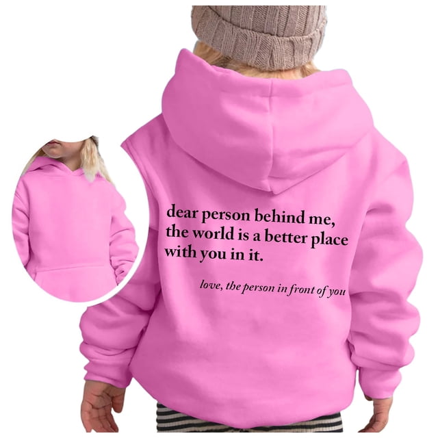 PMVFHDE Liquidation Chandails en Molleton Col Rond Filles Chandail à Capuchon Manches Longues Chandail en Molleton Doux Graphique Hoody Enfants Mignon Pulls Haut Vêtements pour Filles Rose,120