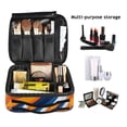 thumbnail image 2 of FORMRS Travel Makeup Bag Large Capacity Train Case Cosmetic Organizer with Adjustable Dividers, Orange Abstract Wavy, 2 of 8