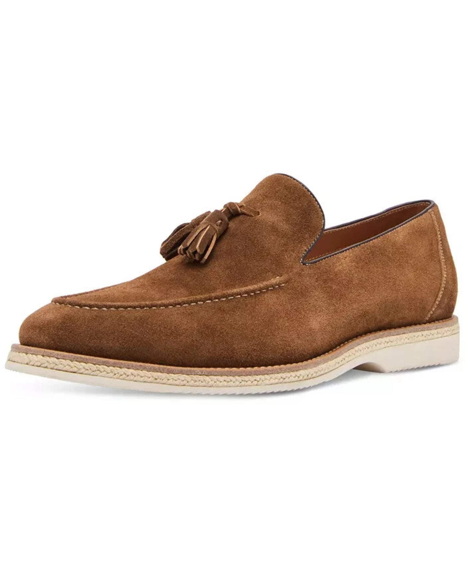 Mocasines con borlas Zander para hombre, talla 8, cuero tabaco, punta redonda, ZPO3900 3