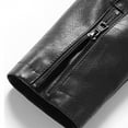 thumbnail image 5 of KeShDi Men Jacket Mens Lightweight Jackets Men's Solid Color Pocket Fleecing Stand Collar Leather Business Fashion Casual Leather Black 3X, 5 of 7