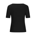 thumbnail image 5 of Tshirts For Women Short Sleeve Square Neck T Shirts Solid Color Slim Fitted Ribbed Basic Tees Summer Casual Tee Tops, 5 of 5