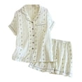 thumbnail image 3 of MKLEKYY conjunto de Pijama Corto Deportivo de Manga Corta con Solapa para Mujer, Ropa de Casa Fina, Transpirable y Fresca, para Primavera y Verano, 3 of 3