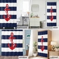 thumbnail image 2 of Red Coastal Nautical Anchor Shower Curtain Set with Hooks, White Navy Blue Striped Waterproof Fabric Bathroom Curtains Decor Home Accessories,72X 96 Inch Extra Long, 2 of 9