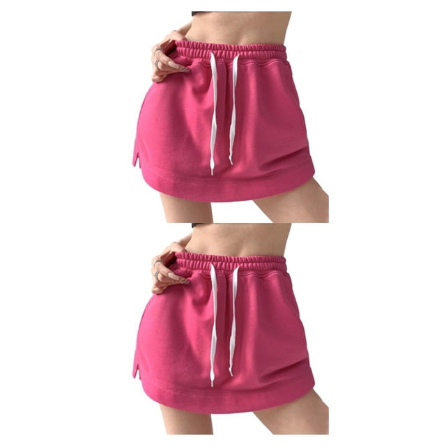 Minnieouse Pantalones cortos femeninos Faldas Vestido Sólido Casual Cordón Moda de cintura alta Verano Estilo coreano para compras Viajes Type8 NO8
