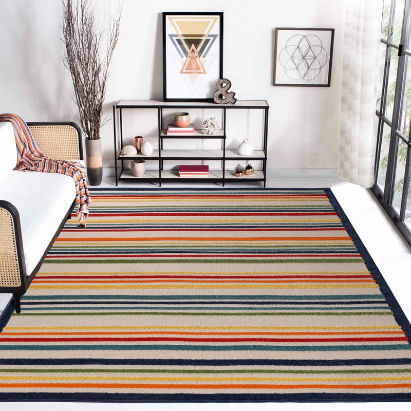 Superior Eastyn Stripe Indoor/Outdoor Area Rug, 3' x 5', Cream