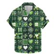 thumbnail image 1 of Blusa y camisa de manga corta con cuello vuelto para hombre, blusa de moda para el Día de San Patricio con estampado de manga corta y solapa., 1 of 4