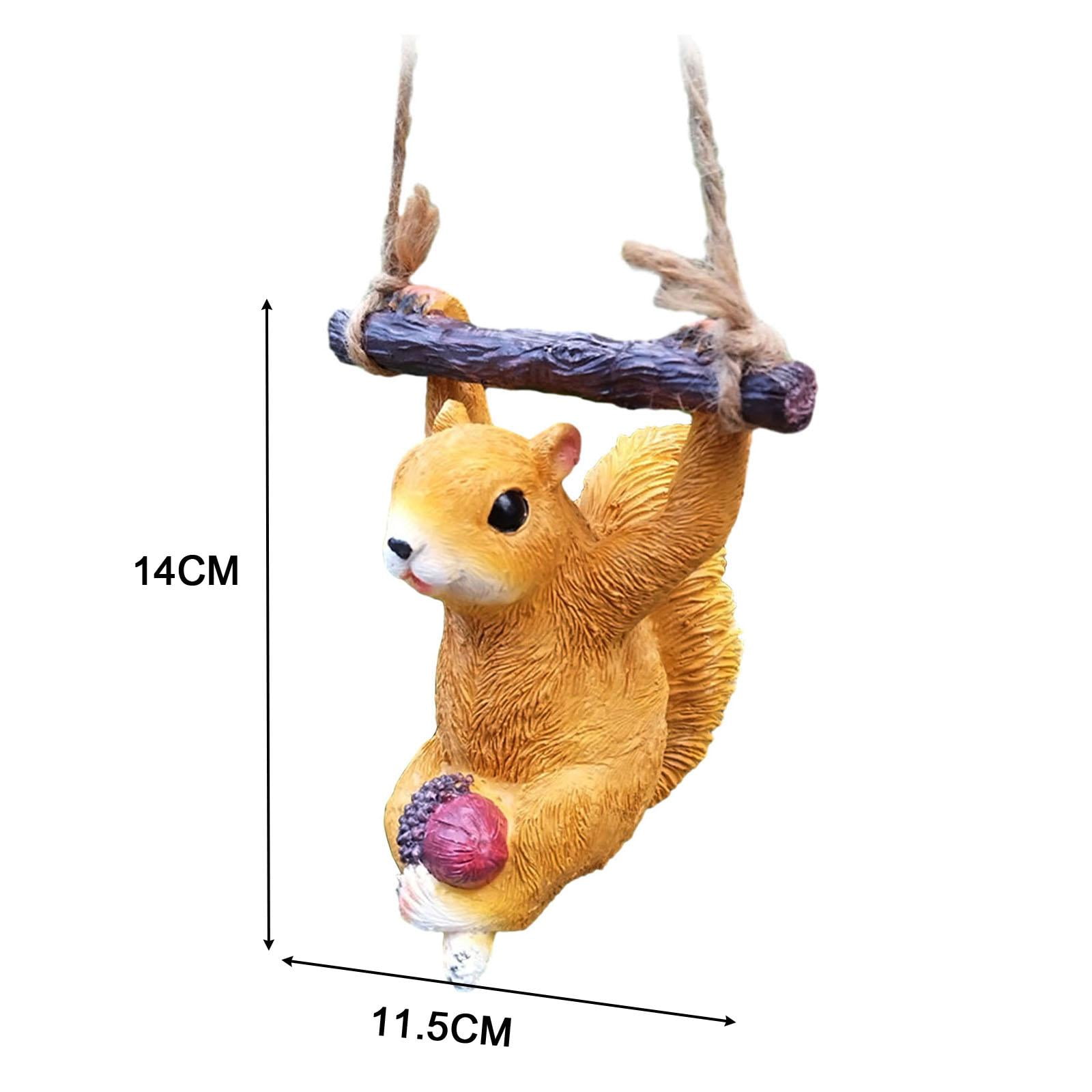 simhoa Resin Hanging Squirrel Sculpture Garden Squirrel Statue Cute Small Swinging Squirrel Statue for Yard Living Room Garden Decor