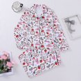 thumbnail image 2 of KKBOTIVE Womens Silk Satin Pajamas Set - Flannel Pajama Long Sleeve Top With Lapel And Long Pants Cozy Sleepwear Loungewear For Holiday Season And Year Round Comfort ( White-b Size: XL ), 2 of 9