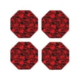 thumbnail image 1 of Vsdgher Crânes Rouges 3 sous-Verres en Cuir pour Boissons, sous-Verres Durables 4 Ensembles pour Protection de Table, Décoration Intérieure Luxueuse et Cadeau de Pendaison de Crémaillère-Octogone, 1 of 6
