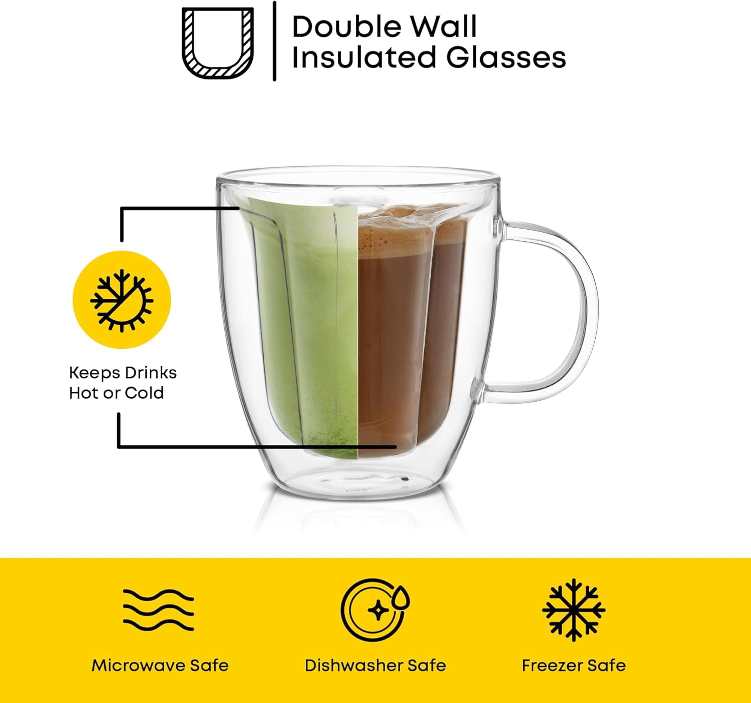 JoyJolt Disney Mickey Mouse 3D Espresso Cups - Set of 2 - 5.4 oz Double-Wall Insulated Glass Mugs