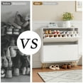 thumbnail image 4 of YouTrend White Shoe Cabinet with 2 Flip Drawers,Modern Narrow Shoe Organizer W/ W Pattern for Entryway, 4 of 12