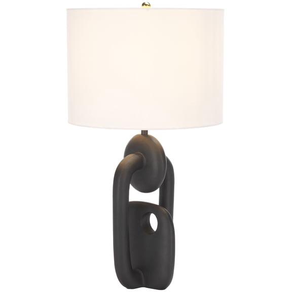 SAFAVIEH Syrah 26 in. Glam Gold Aluminium Table Lamp with Off-white Cotton Linen Shade