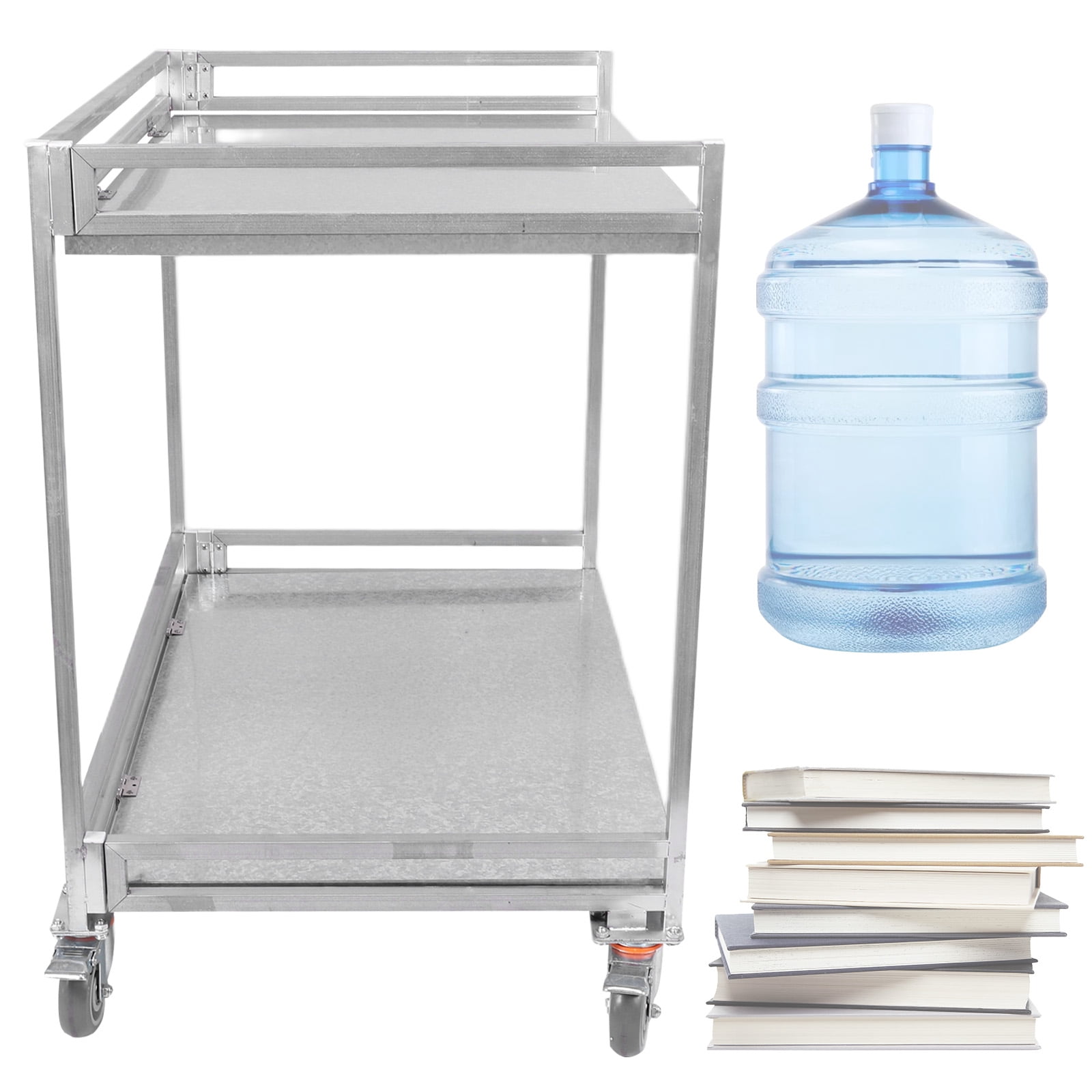 Btidfty 2-Shelf Tool Trolly Cart with Wheels 660lbs Capacity Heavy Duty Rolling Folding Utility Cart with Handle for Warehouse/garage/cleaning/manufacturing