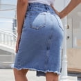 thumbnail image 2 of Women's High Waist Mid-Length Denim Pencil Skirt with Slit Autumn, 2 of 5