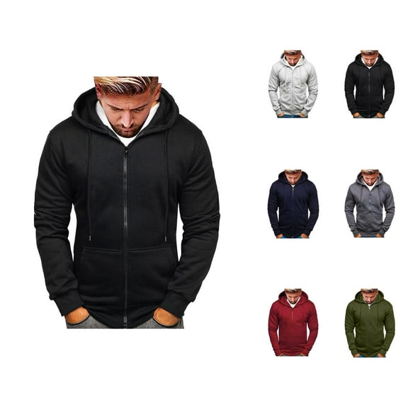 Zip Up Hoodies for Men 2025 Long Sleeve Essentials Hooded Sweatshirt with Pockets Pullover Jacket Hoodie Mens Hoodies