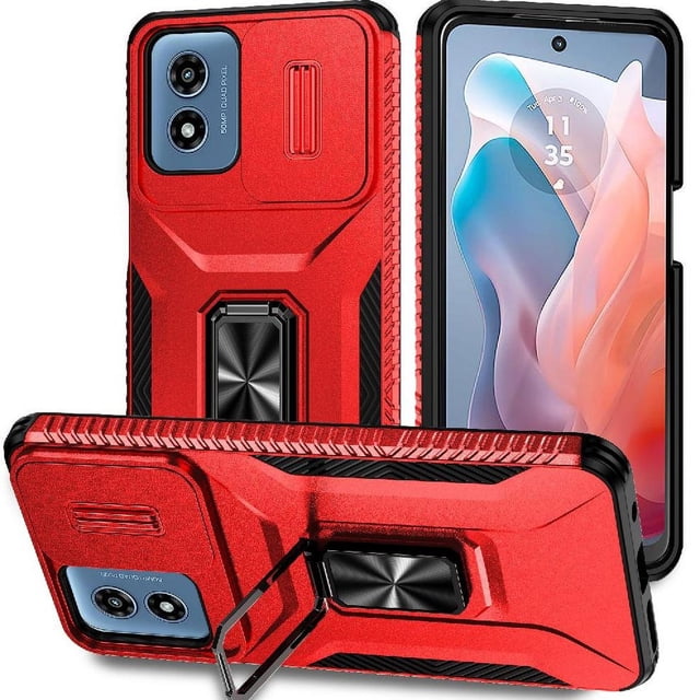Funda para GANGXUN Motorola Moto G Play 2024 - Soporte metálico, Función magnética, Rojo