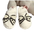 thumbnail image 4 of Cute Bow Fuzzy Slippers for Women, Womens Memory Foam Fluffy Warm Cozy Indoor House Shoes White, 4 of 9