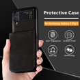 thumbnail image 5 of Premium PU Leather Flip Folio Case for Samsung Galaxy Z Flip 4, [One-Piece] [Anti-Slip] [Scratch Resistant] Slim Flexible Protective Card Slot Shockproof Wallet Cover - Black, 5 of 8