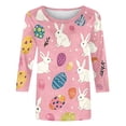 thumbnail image 4 of Womens Blouses Plus Size,2026 Easter Shirts for Women Funny Bunny Egg Graphic Tees Cute Festival Outfits 3/4 Sleeve Tops Cotton T-Shirt Gifts, 4 of 5
