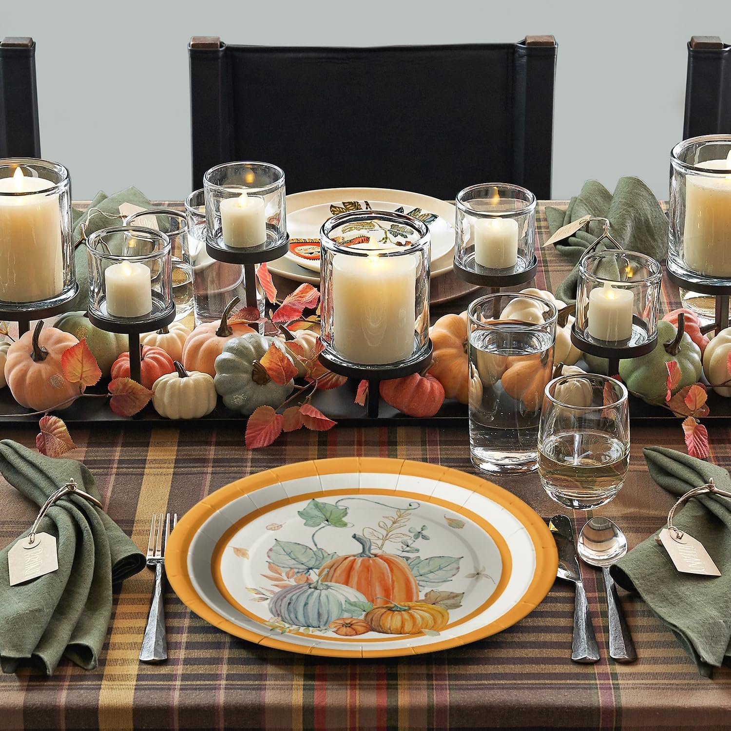 24Pcs Fall Paper Plates Thanksgiving Autumn Harvest Orange Pumpkin Leaves For Party Birthday Holiday Dinner Event Disposable Tableware Supplies Decor 9Lnch Walmart