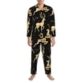 thumbnail image 3 of Goofa Christmas Gold Deers for 2-piece Loungewear Set Men’s Sleepwear Set Soft PJs Cozy loungewear Comfy Sleep Set Winter Pajamas-Large, 3 of 7