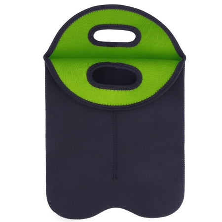 

FTjfrsbc 2 Bottles Neoprene Cooler Wine-bottle Bag Protective Cover (Green+Black)