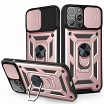 Dteck iPhone 13 Pro Case,Hybrid Protective Phone Case Cover with Ring Holder Kickstand Cover with Support Magnetic Car Mount for iPhone 13 Pro, Rosegold