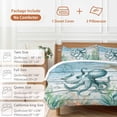 thumbnail image 6 of 3 Piece Coastal Octopus Duvet Cover Set Twin Size,Microfiber Comforter/Quilt Cover with Corner Ties and 2 Pillowcases,Nautical Starfish Seaweed Coral Wooden All Season Bedding with Zipper Closure, 6 of 8