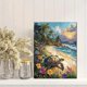 thumbnail image 2 of Qisvanset 12x16 Inch Tropical Sea Turtle Ocean Canvas Wall Art, Rainbow Palm Tree Marine Life Island Paradise Coastal Decor for Home Bedroom, 2 of 8