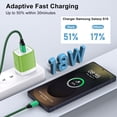 thumbnail image 3 of 3Pack USB Wall Charger, 18W Fast Charging Block with 6FT USB C Cable Fast Charging Cable Cord Usb C Cable Phone Cables, Type C Charger Plug Quick Android Charger USB Plug Adapter[Green], 3 of 8