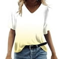 thumbnail image 2 of qILAKOG Women's Classic Fit Short Sleeve V-Neck Tie Dye Gradient T-Shirt Summer Tops for Women Loose Fitting Summer V Neck Printed Basic Shirts Loose Blouse Color Block Tops T Shirt Plus Size S-5XL, 2 of 5