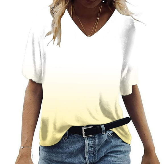Aloohaidyvio Ladies Tops ,Womens Summer Tops V Neck T Shirts Printed Tops Loose Casual Tshirts