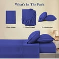 thumbnail image 4 of Split Bed Sheet Set 5 Pieces (1 Flat, 2 Fitted Sheet, 2 Pillow Covers) - 100% Egyptian Cotton - 300 Thread Count Deep Pocket up to 24" Mattress Size Split King Color Royal Blue Solid, 4 of 5