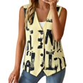 thumbnail image 5 of VISALY Sleeveless Button Down Vest for Women V Neck Loose Casual Waistcoat with Pockets Polka Dot Printed Layering Outerwear Loose Business Dressy Casual Work Office Waistcoat Blazer Vest Yellow Xl, 5 of 7