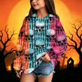 thumbnail image 4 of Grblisyd Halloween Hoodies for Girls Casual Long Sleeve Pullover Hoodie Fashion Skeleton Floral Print Sweatshirt with Kangaroo Pocket, 4 of 5