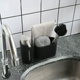 thumbnail image 3 of Detergent Dispenser Rack, Kitchen Sink Plate Liquid Hand Sanitizer Dispenser Container, Storage Rack with Steel Wool, Brush Black, 3 of 8