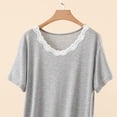 thumbnail image 5 of cfhntfmh Nuisette pour Femmes Col Rond Plissée Vêtement de Nuit Manches Courtes Bordure en Dentelle Chemise de Nuit Grande Taille Robe de Nuit de Printemps, 5 of 5