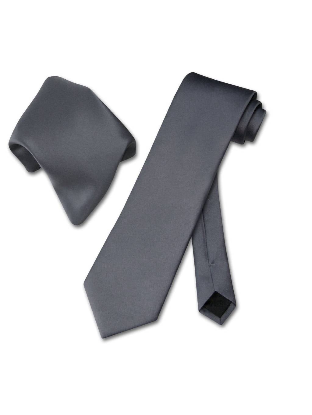 Vesuvio Napoli Solid CHARCOAL GREY Color NeckTie Handkerchief Men's Neck Tie Set