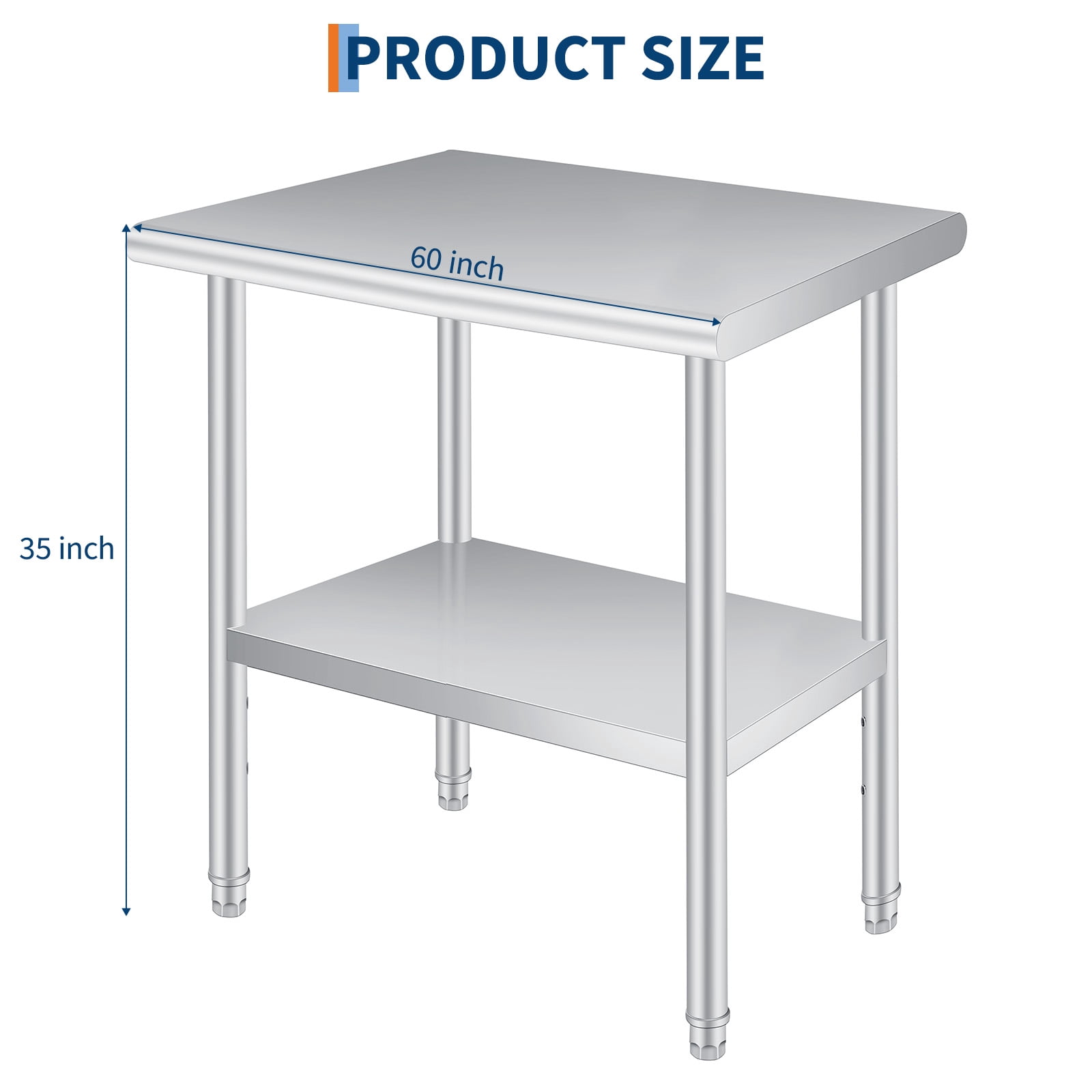 30x60 Inch Stainless Steel Work Table for Outdoor Kitchen – Backsplash, Adjustable Undershelf, Rolling Casters, Heavy Duty Prep for Restaurant