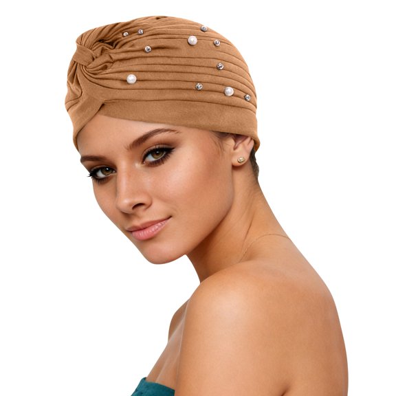 Unisex Slouchy Beanie Hat, Soft Lightweight Knit Skull Cap for Men and Women, Breathable Cotton Sleep Turban Cap Khaki