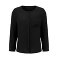 thumbnail image 4 of Hurxie 2 Piece Linen Set for Women Oversized Wrinkle Long Sleeve Button Down Shirts and Drawstring Shorts Beach Outfit Sets Black,3XL, 4 of 5