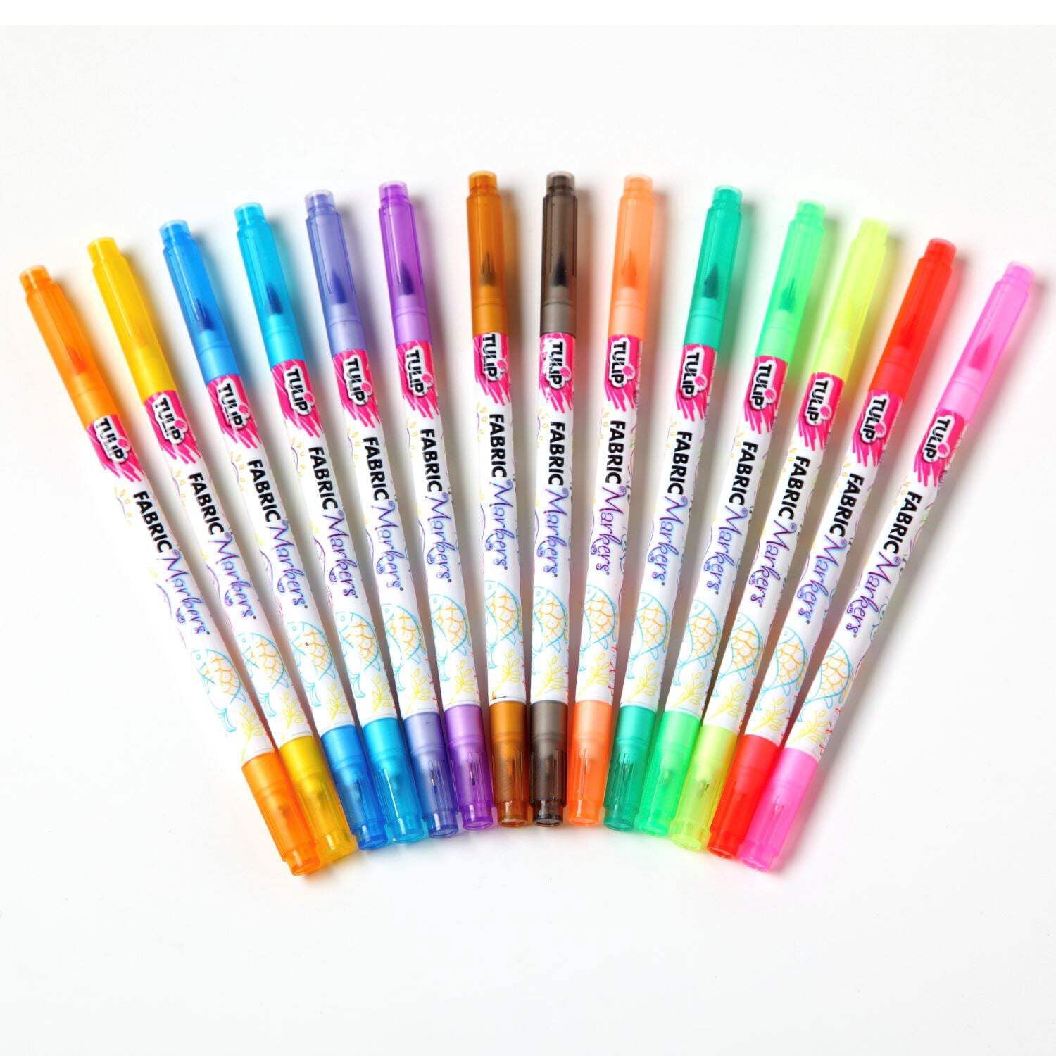 Tulip Dual-Tip Fabric Markers 14 Pack Rainbow