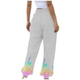 thumbnail image 4 of IROINNID Deals Sweatpants for Women Casual Jogger Relaxed Fit Flame Printing Sweatpants Lounge Trousers with Pockets High Waist Pants,Gray, 4 of 4