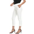 thumbnail image 2 of HDE Pull On Capri Pants For Women with Pockets Elastic Waist Cropped Pants White - L, 2 of 6