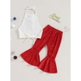 thumbnail image 4 of Wassery 2Pcs Toddler Baby Girls Christmas Outfit Sets Sleeveless Gingerbread Man Halter Tops + Flare Pants Set 9M 12M 18M 24M 2T 3T 4T Infant Clothes, 4 of 8