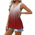 thumbnail image 5 of GaThRRgYP Loose Fit Tank Tops for Women,Women's Sleeveless V-Neck Floral Blouse,Ladies' Loose and New Gradient V-neck Sleeve with Side Slit Fashion Top Red XL, 5 of 8