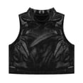 thumbnail image 3 of Alvivi Girls Shiny Metallic Crop Tank Top with Pleated Skirt Ballet Dance Jazz Hip Hop Performance Costumes Black 8, 3 of 7